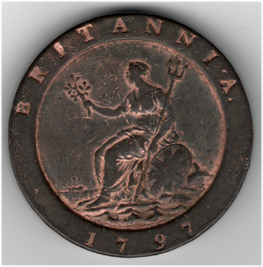 イギリス　2ペンス銅貨　1797年　裏